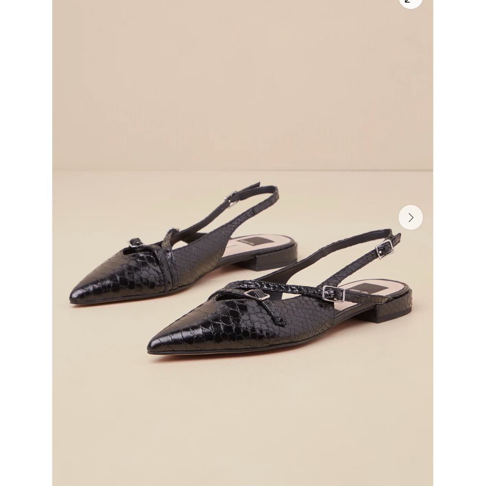 DOLCE VITA Pamla Midnight Snake Embossed Flat in Black // 8 - Picture 2 of 10